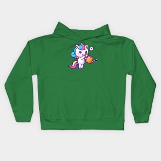 Cute Unicorn Watering Plant Cartoon Kids Hoodie